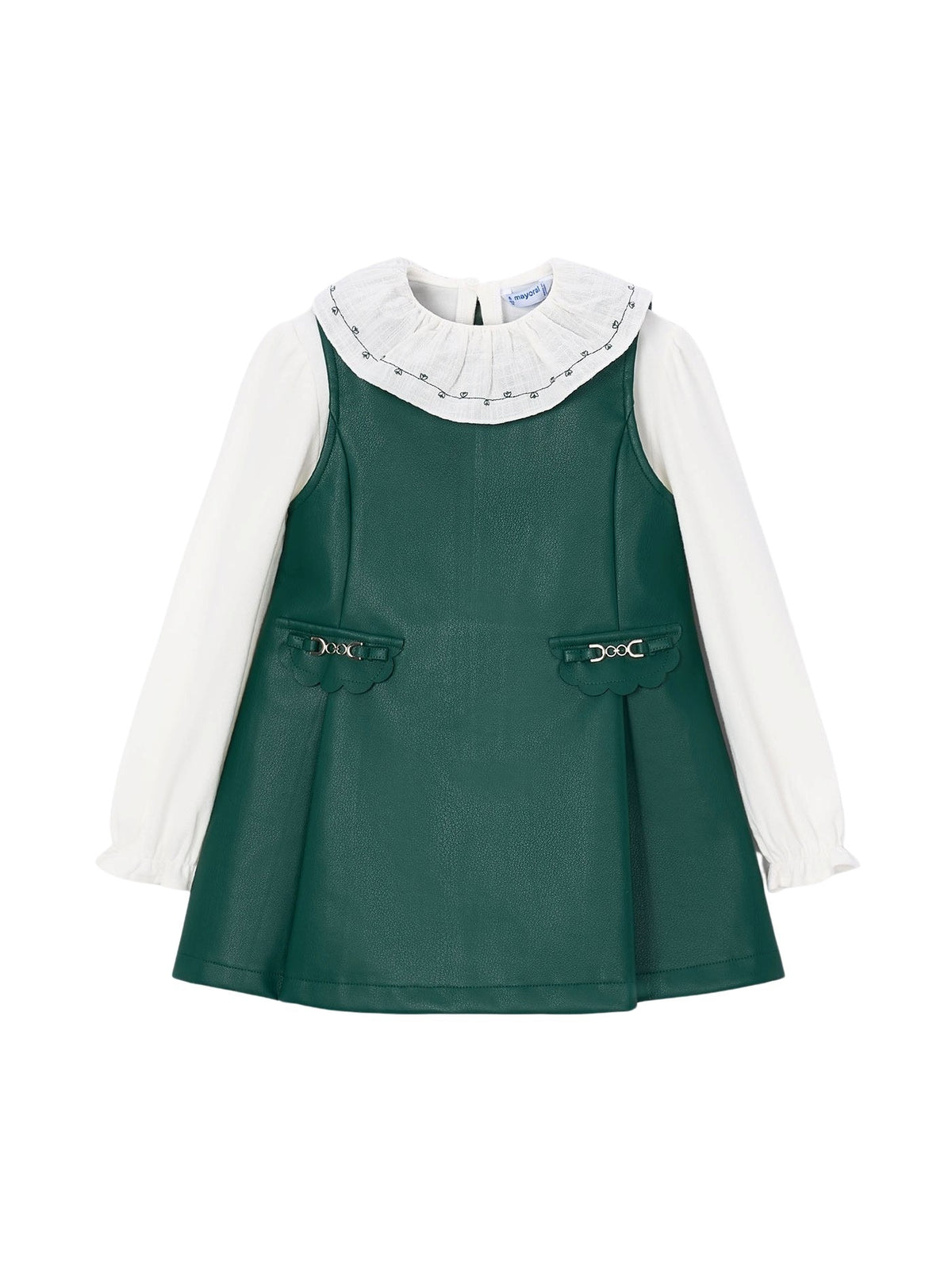 Vestido combinado V.garrafa (Verde Escuro)  para Menina - Mayoral