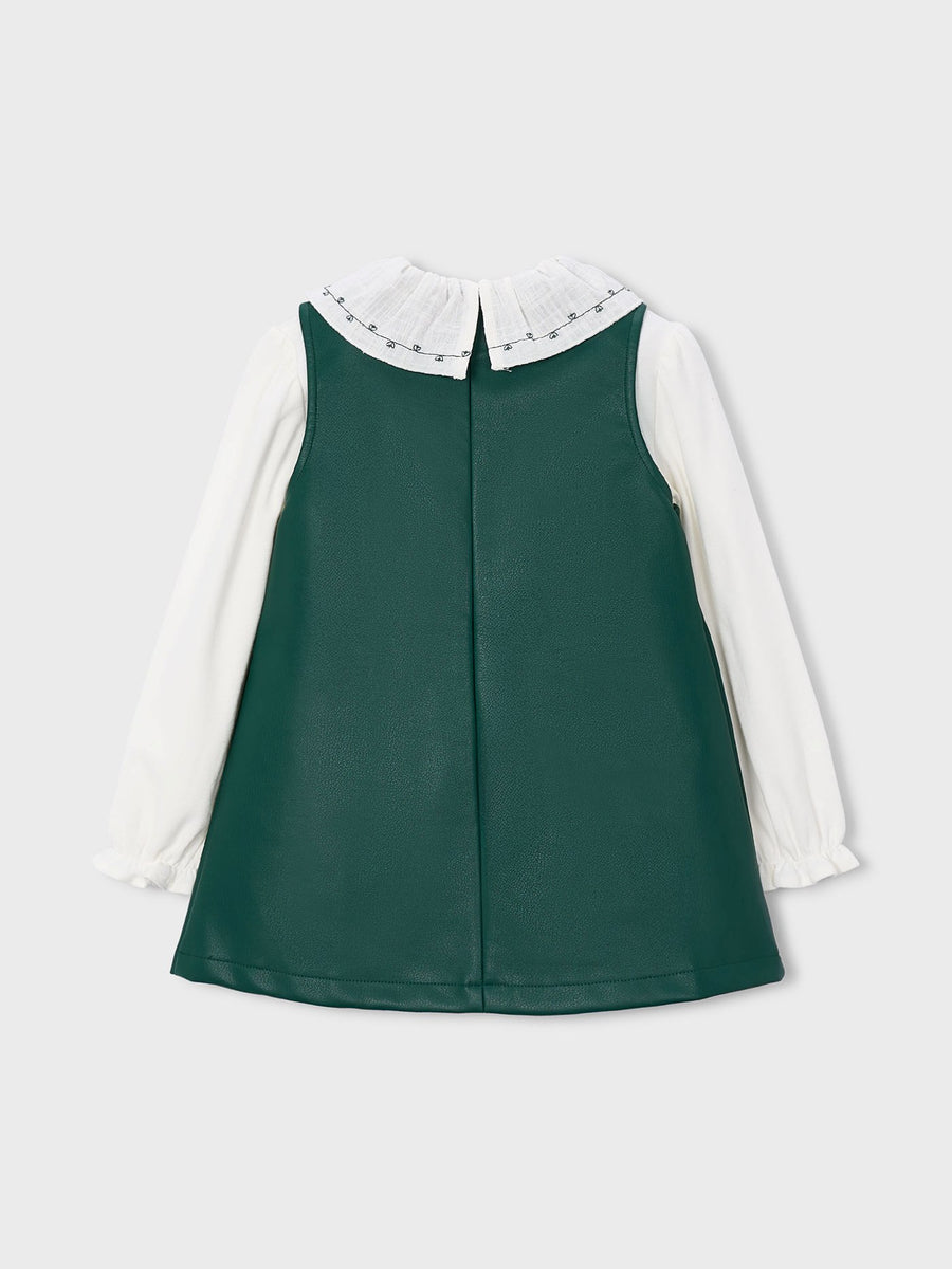 Vestido combinado V.garrafa (Verde Escuro)  para Menina - Mayoral