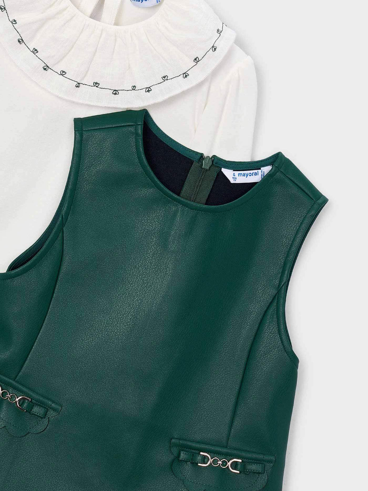 Vestido combinado V.garrafa (Verde Escuro)  para Menina - Mayoral