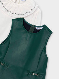 Vestido combinado V.garrafa (Verde Escuro)  para Menina - Mayoral