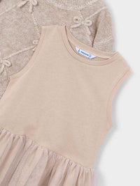 Vestido tricô comb. laços Hojaldre (Bege)  para Menina - Mayoral