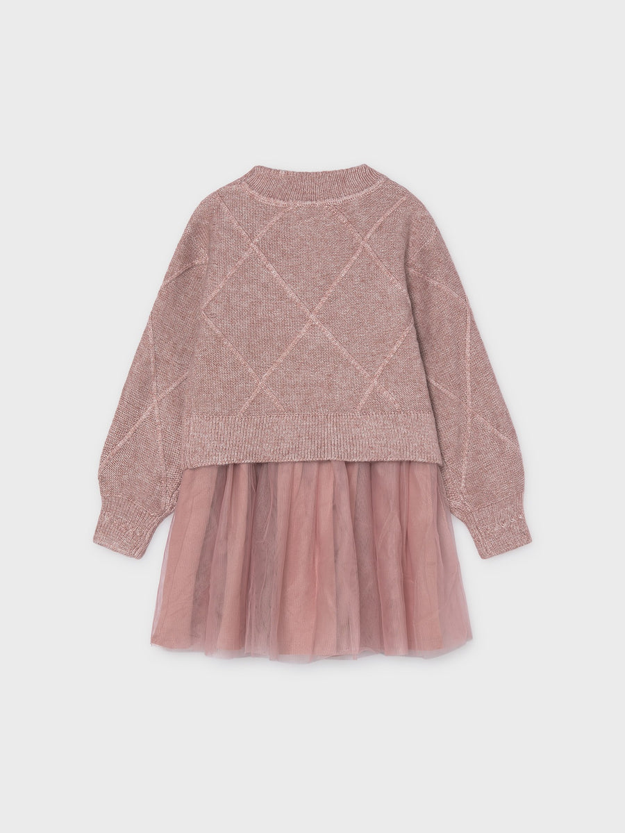 Vestido tricô comb. laços Quarto vig (Rosa)  para Menina - Mayoral