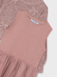 Vestido tricô comb. laços Quarto vig (Rosa)  para Menina - Mayoral
