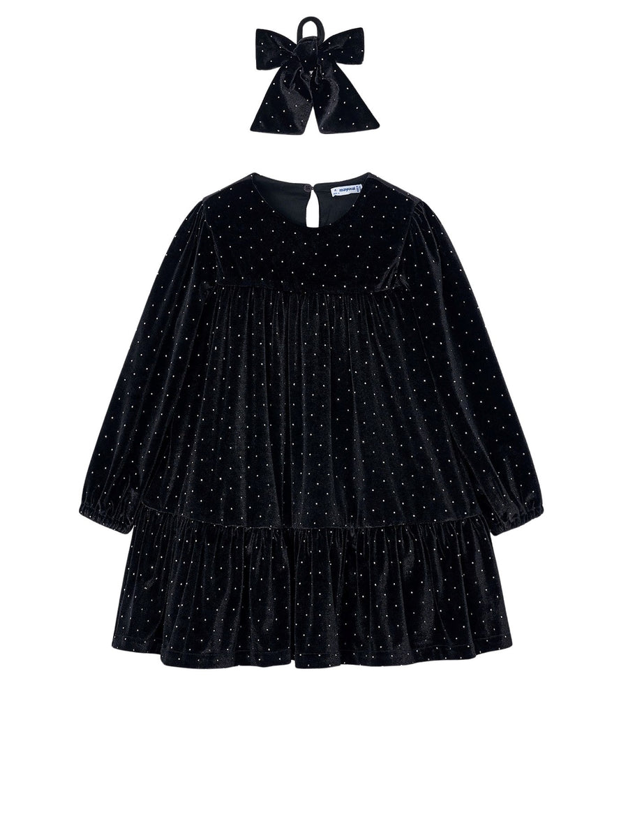 Vestido veludo Preto (Preto)  para Menina - Mayoral