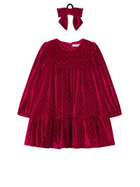 Vestido veludo Vermelho (Vermelho)  para Menina - Mayoral