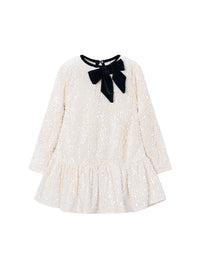 Vestido veludo lantejoulas Soja (Creme / Pérola)  para Menina - Mayoral