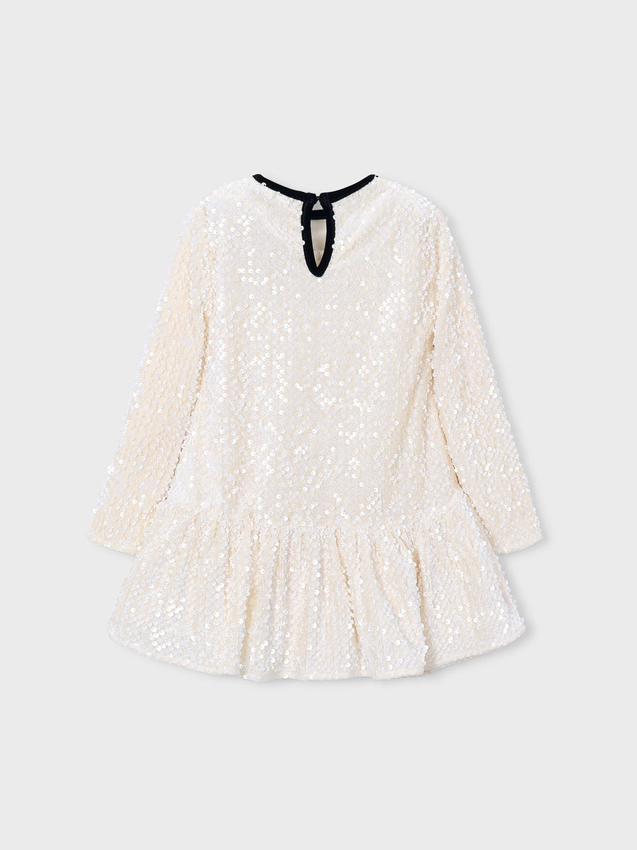 Vestido veludo lantejoulas Soja (Creme / Pérola)  para Menina - Mayoral