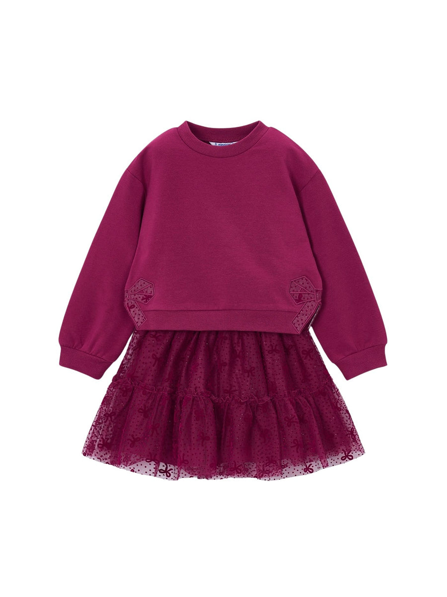 Conj.saia tule Framboesa (Vermelho Escuro)  para Menina - Mayoral