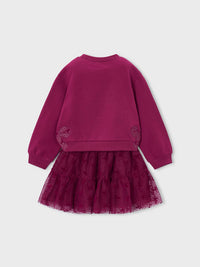 Conj.saia tule Framboesa (Vermelho Escuro)  para Menina - Mayoral