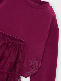 Conj.saia tule Framboesa (Vermelho Escuro)  para Menina - Mayoral