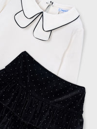 Conj. saia veludo strass Preto (Preto)  para Menina - Mayoral