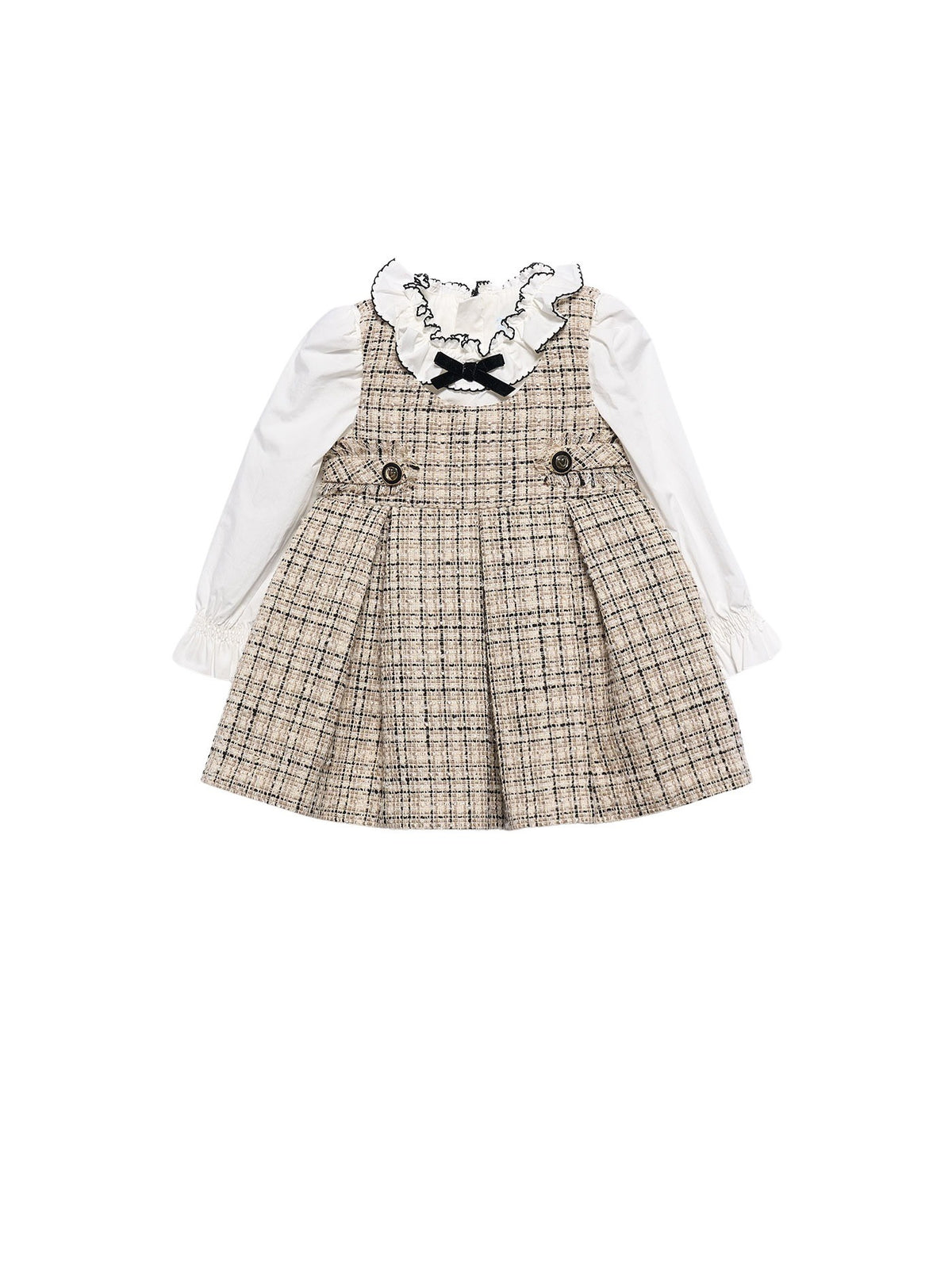 Vestido saia contrastes Bege (Bege)  para Bebé Menina - Abel & Lula