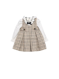 Vestido saia contrastes Bege (Bege)  para Bebé Menina - Abel & Lula