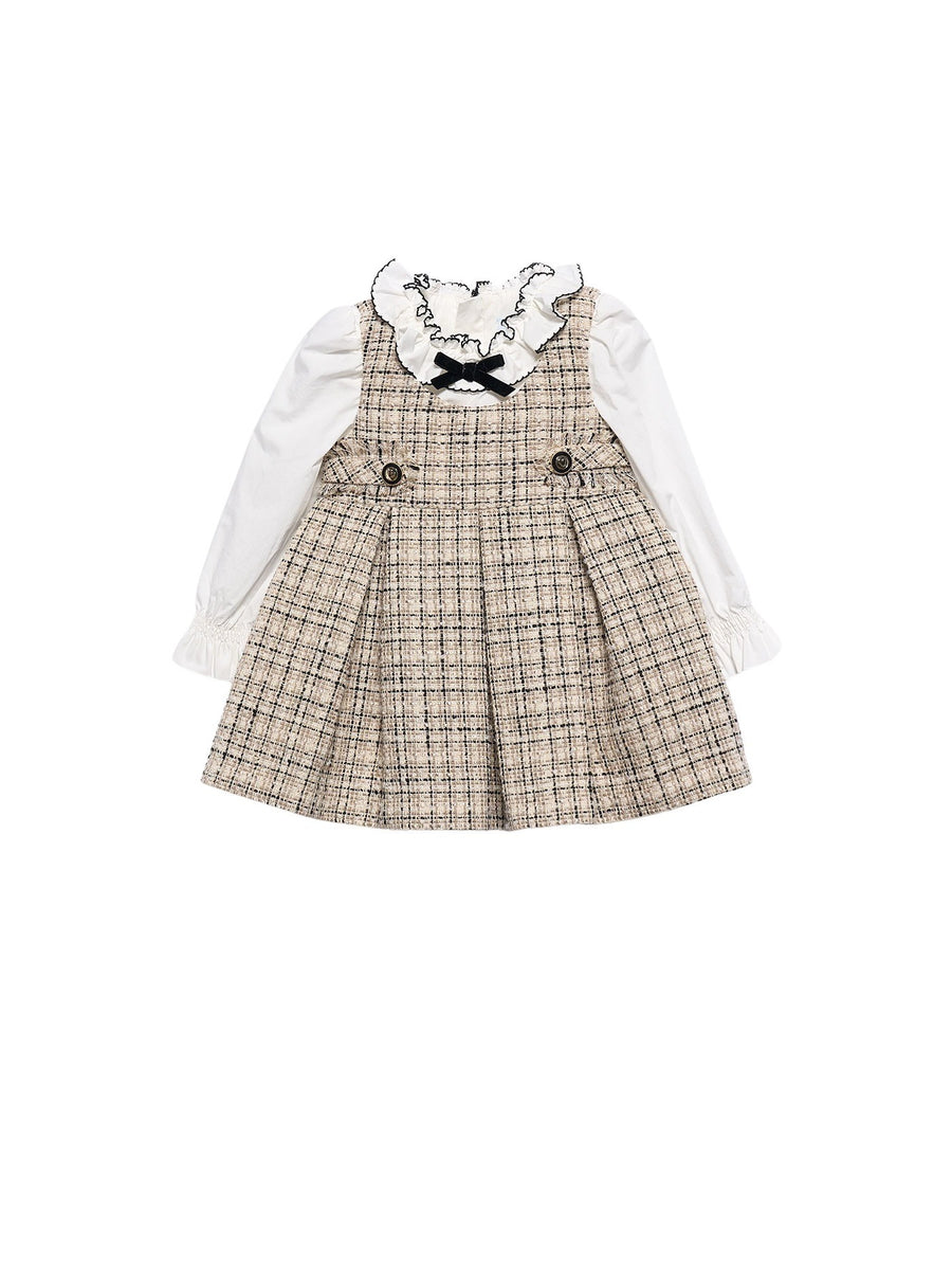 Vestido saia contrastes Bege (Bege)  para Bebé Menina - Abel & Lula