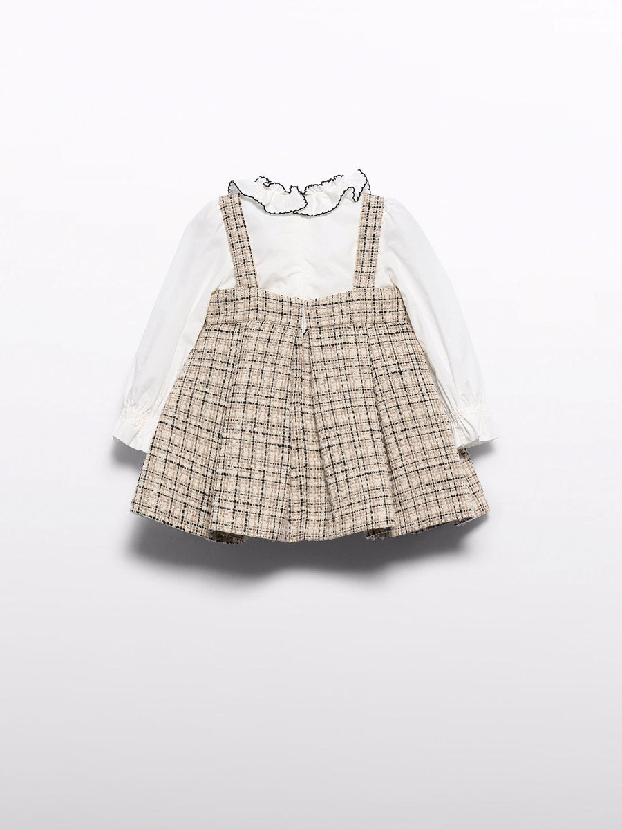 Vestido saia contrastes Bege (Bege)  para Bebé Menina - Abel & Lula