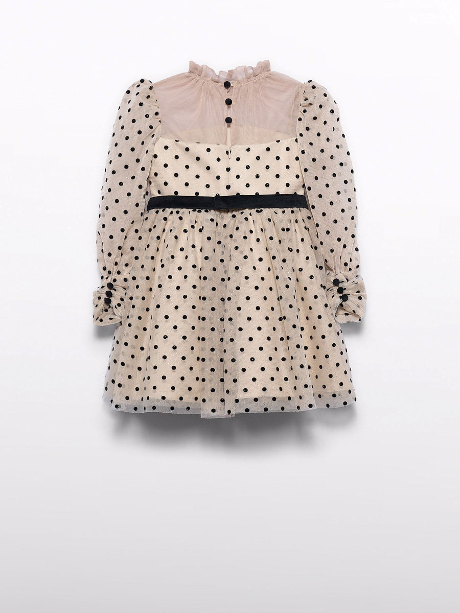 Vestido tule Bege (Bege)  para Menina - Abel & Lula