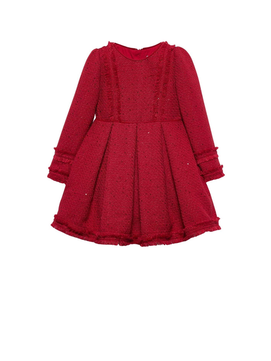 Vestido tweed lantejoulas Vermelho (Vermelho)  para Menina - Abel & Lula