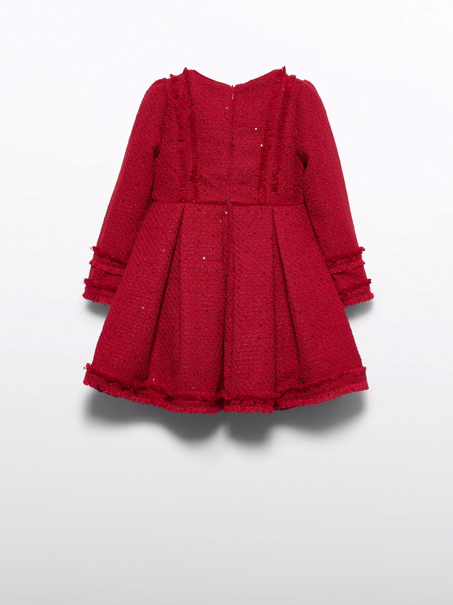 Vestido tweed lantejoulas Vermelho (Vermelho)  para Menina - Abel & Lula