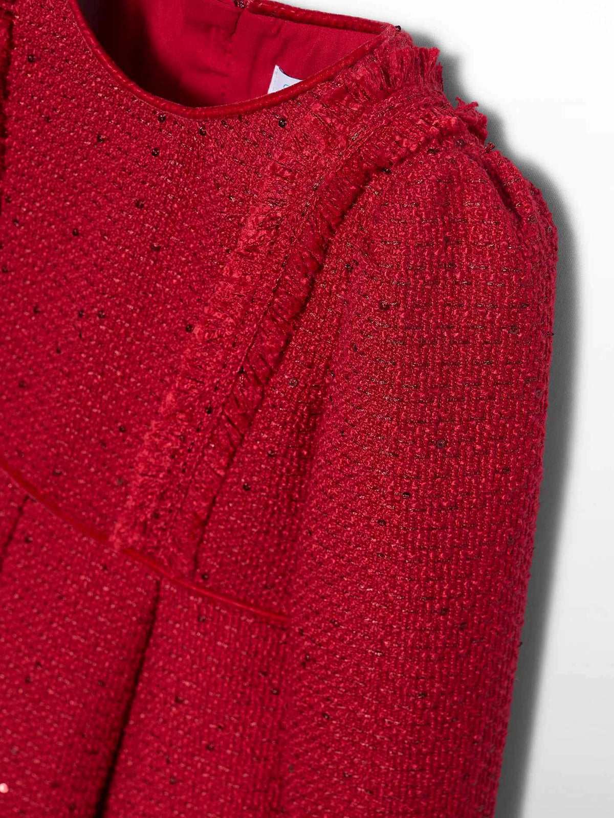 Vestido tweed lantejoulas Vermelho (Vermelho)  para Menina - Abel & Lula