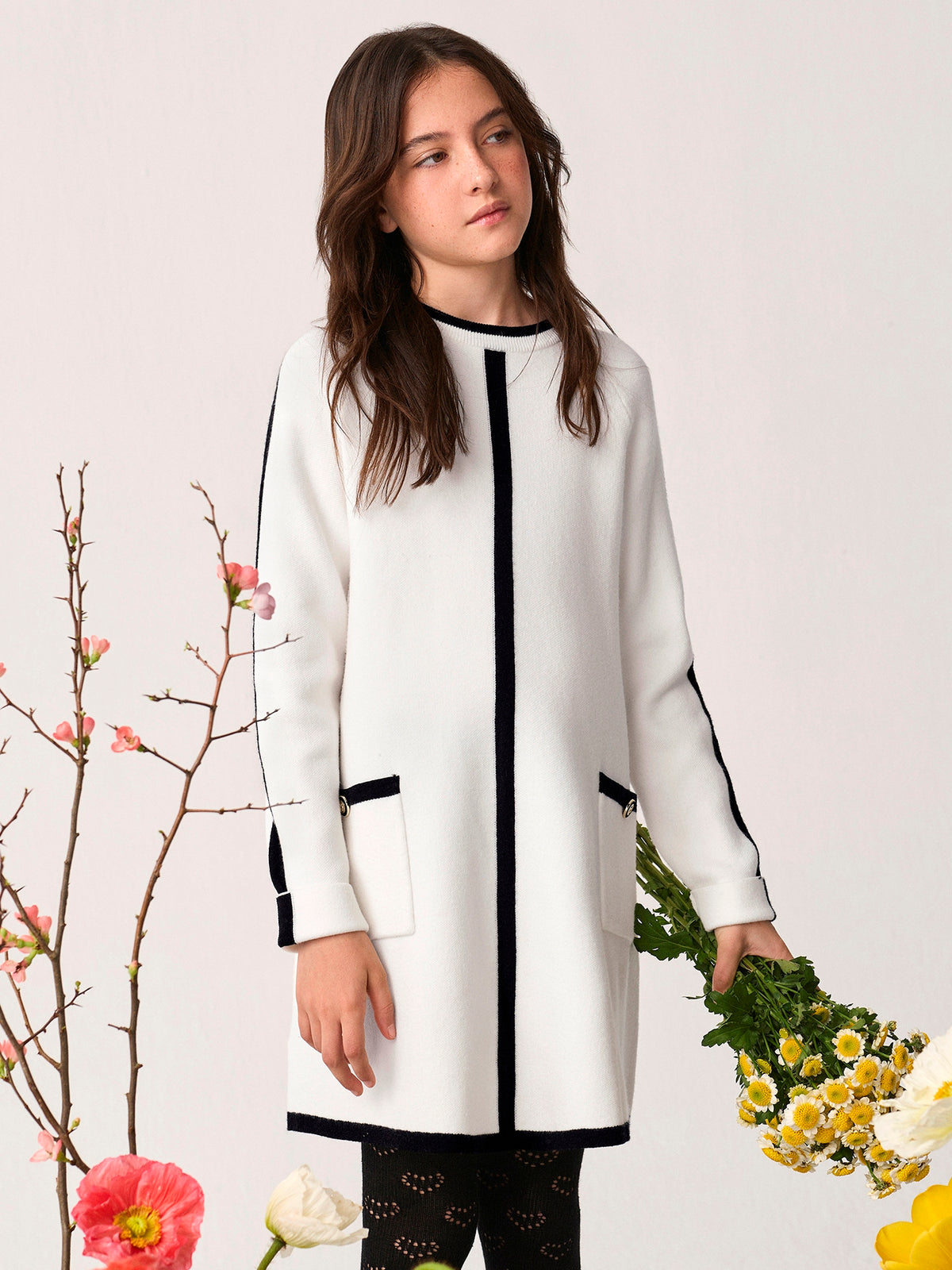 Vestido tricot Merengue (Branco)  para Menina - Abel & Lula