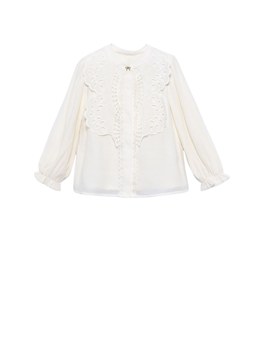 Blusa com renda Creme (Creme / Pérola)  para Menina - Abel & Lula