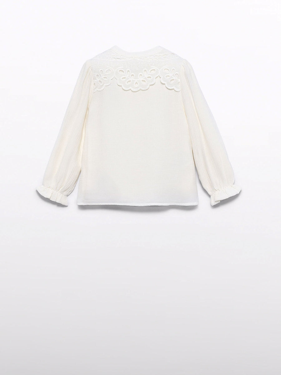 Blusa com renda Creme (Creme / Pérola)  para Menina - Abel & Lula