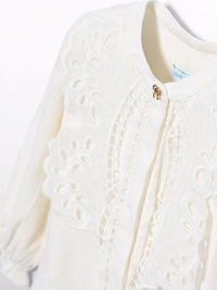 Blusa com renda Creme (Creme / Pérola)  para Menina - Abel & Lula