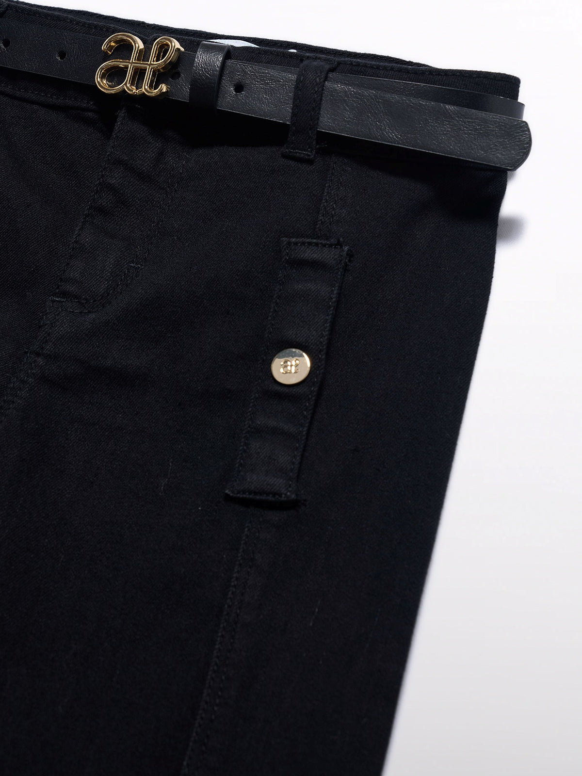 Calça ganga c/ remendos Preto (Preto)  para Menina - Abel & Lula
