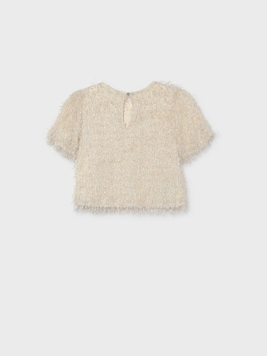 Camisola m/curta flocos Aveia (Bege)  para Menina - Mayoral