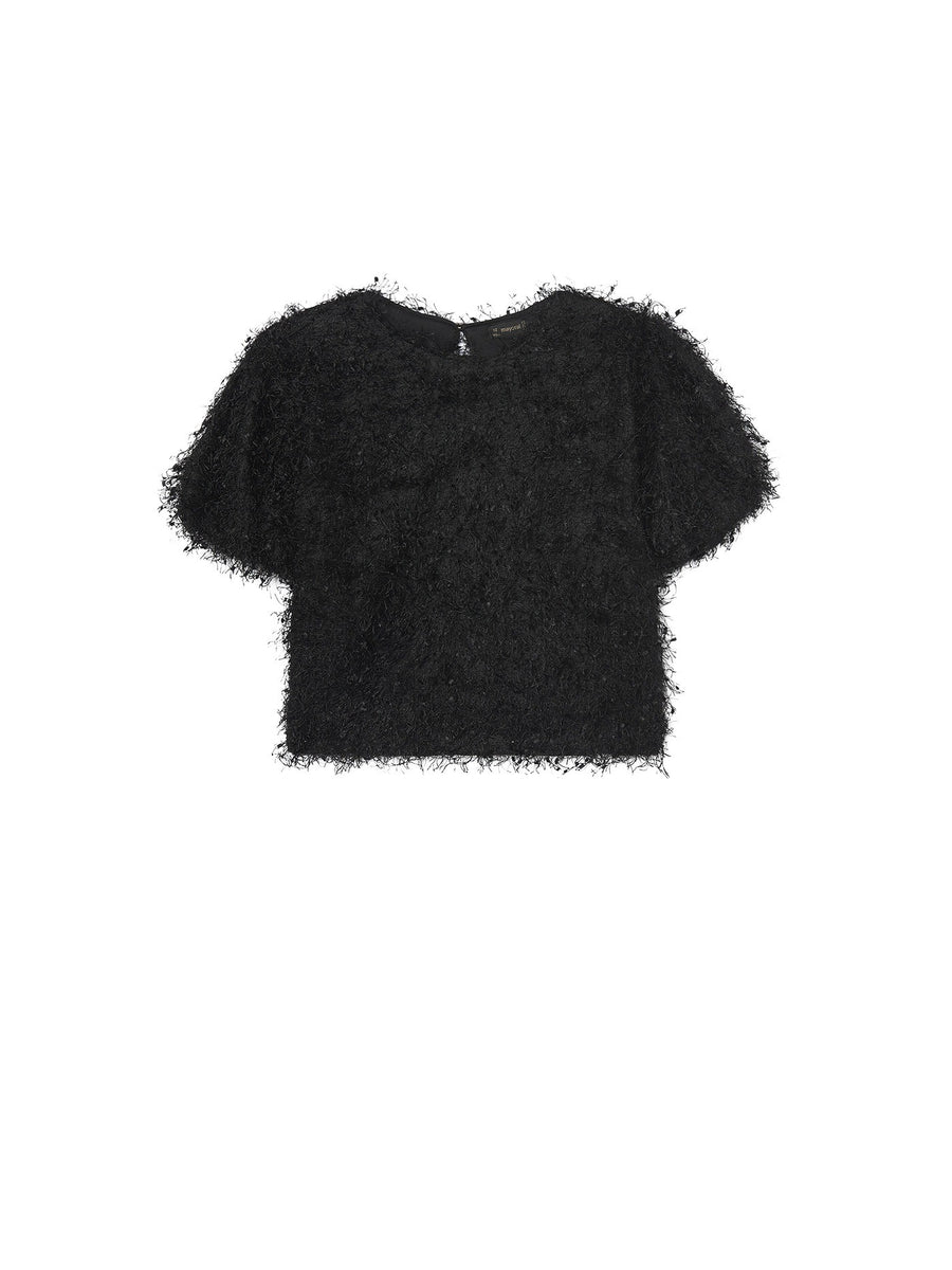 Camisola m/curta flocos Preto (Preto)  para Menina - Mayoral