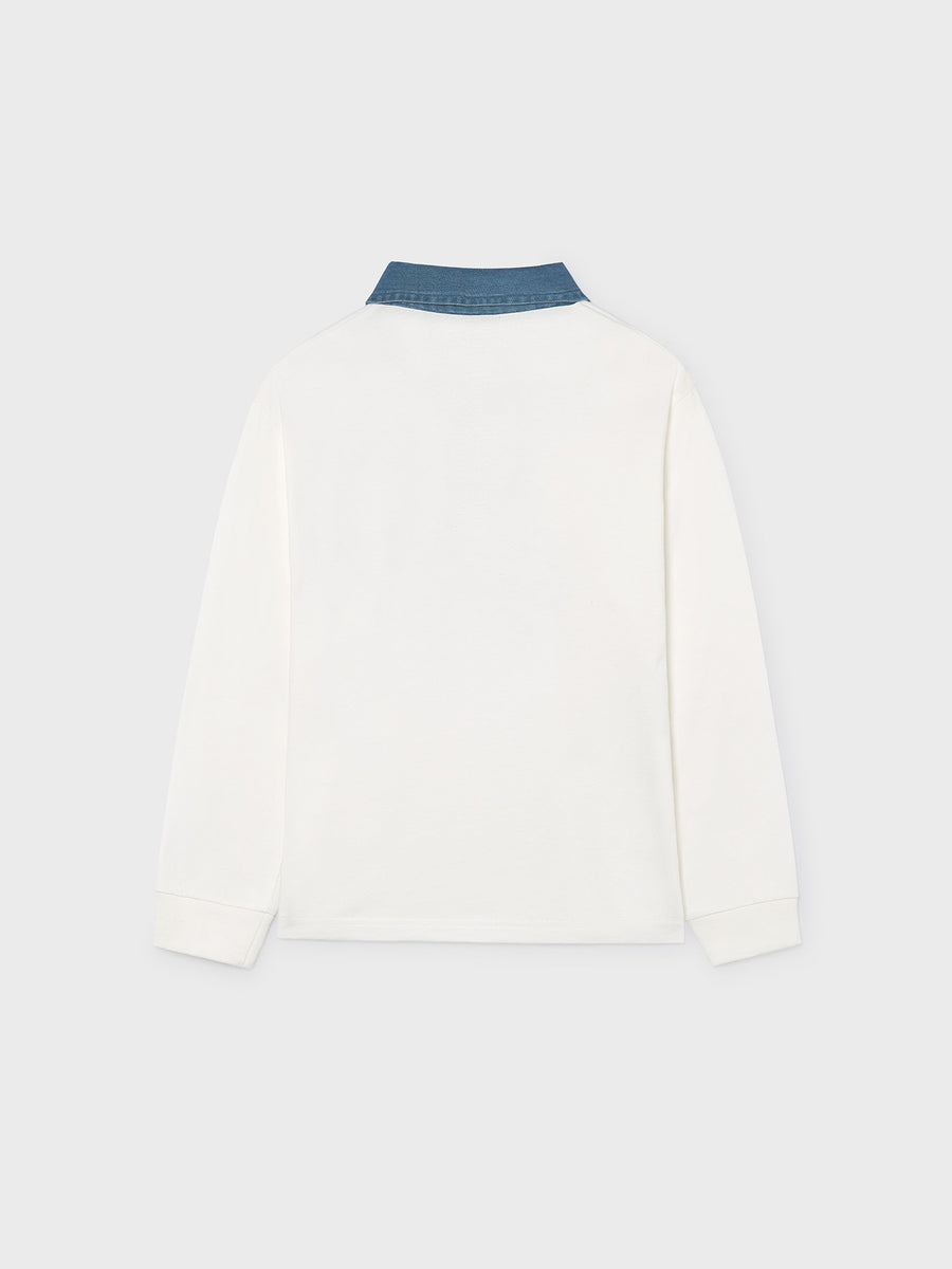 Polo m/comp. contrastes Nata (Creme / Pérola)  para Menino - Mayoral