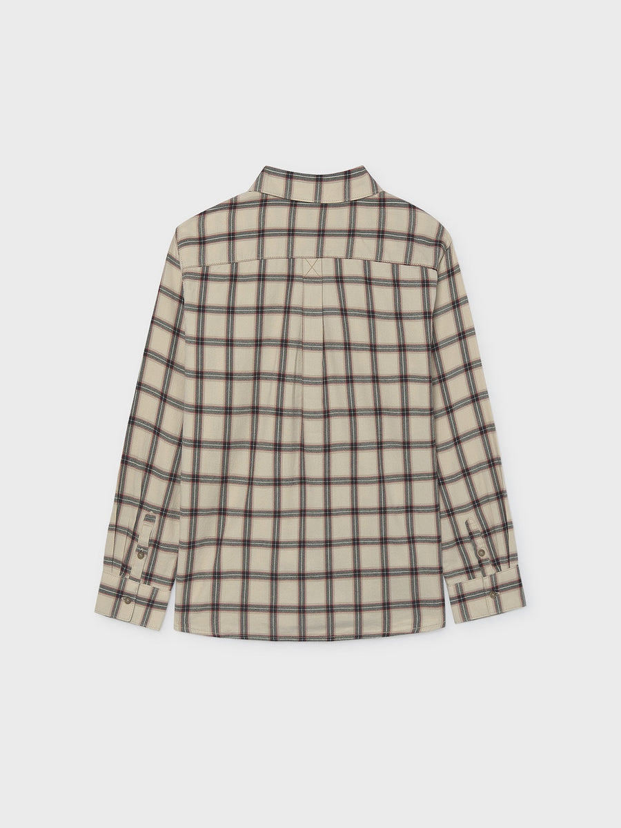 Camisa m/comp.xadrez flanela Sésamo (Khaki)  para Menino - Mayoral