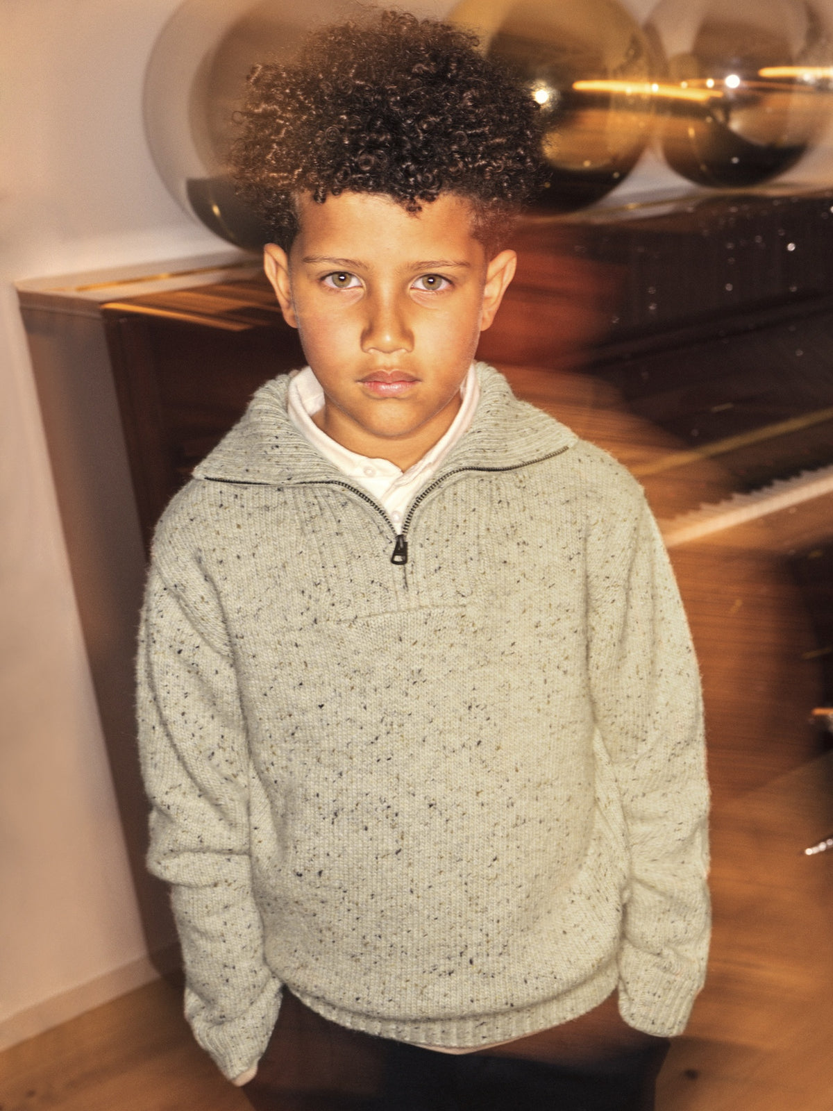 Jersey fecho Topo tweed (Bege)  para Menino - Mayoral