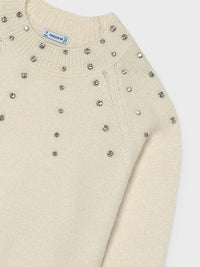 Jersey aplicações strass Creme (Creme / Pérola)  para Menina - Mayoral