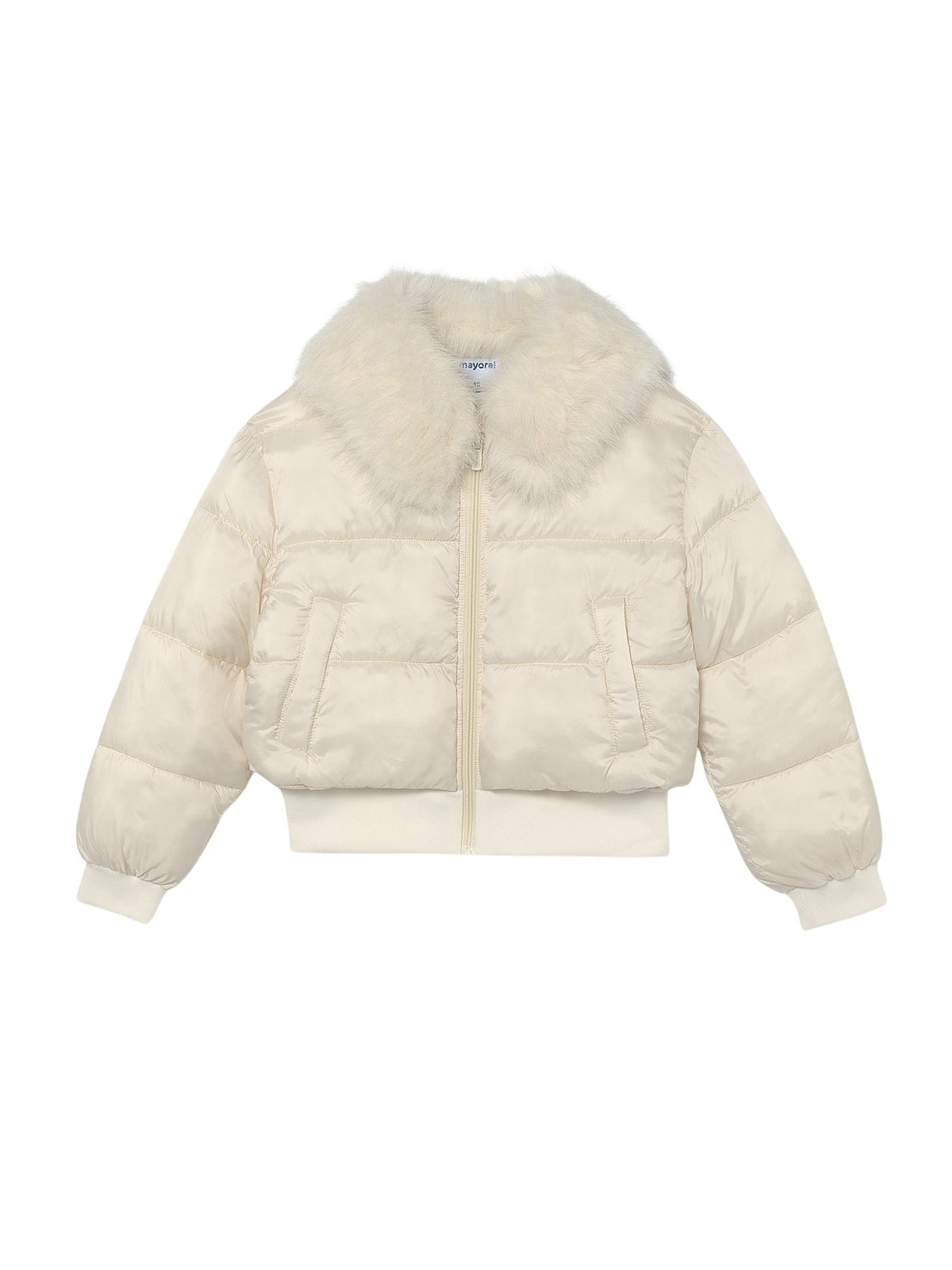 Blusão curto gola pelo Crú (Creme / Pérola)  para Menina - Mayoral