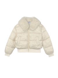 Blusão curto gola pelo Crú (Creme / Pérola)  para Menina - Mayoral