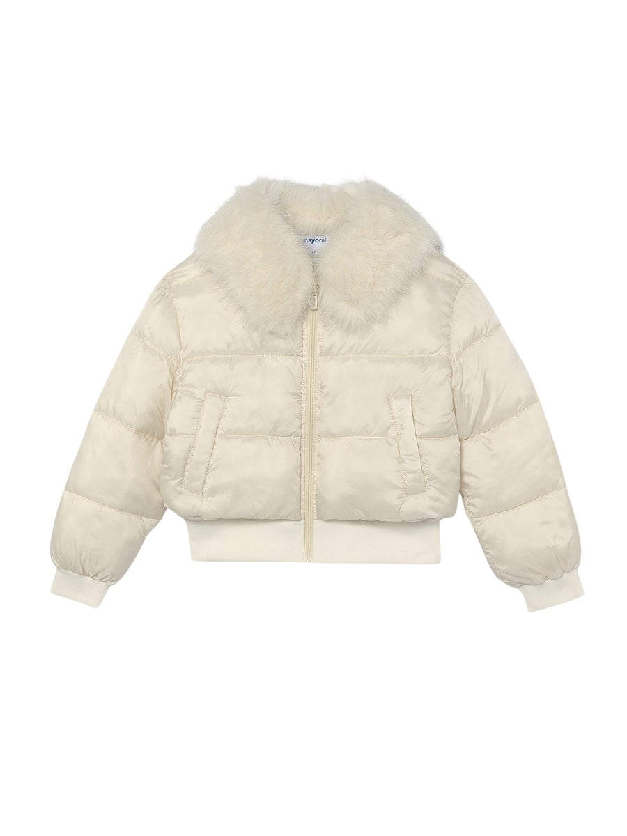 Blusão curto gola pelo Crú (Creme / Pérola)  para Menina - Mayoral