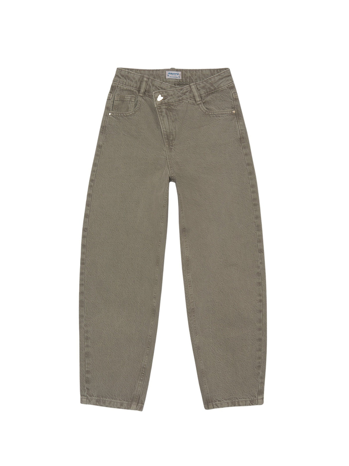 Calça sarja barrel Alga (Azeitona)  para Menina - Mayoral