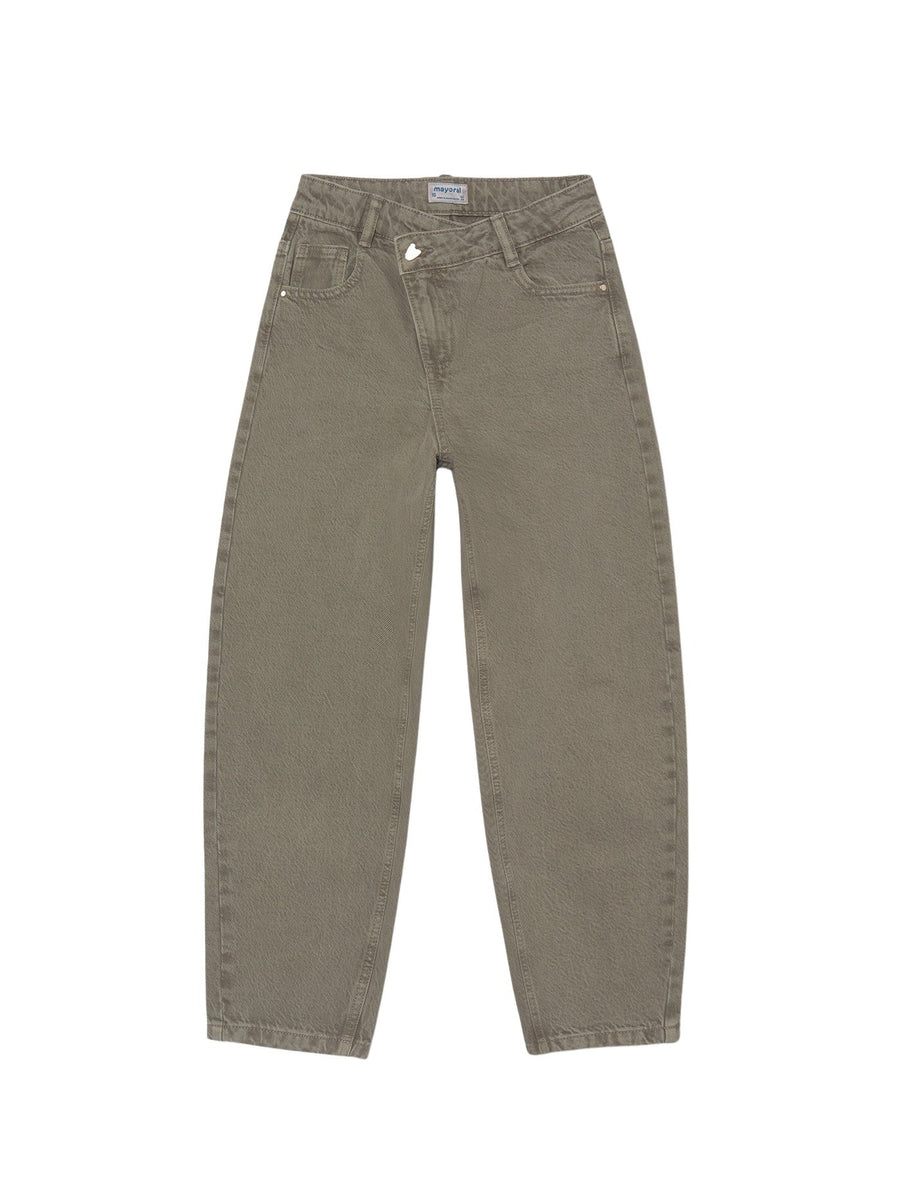 Calça sarja barrel Alga (Azeitona)  para Menina - Mayoral
