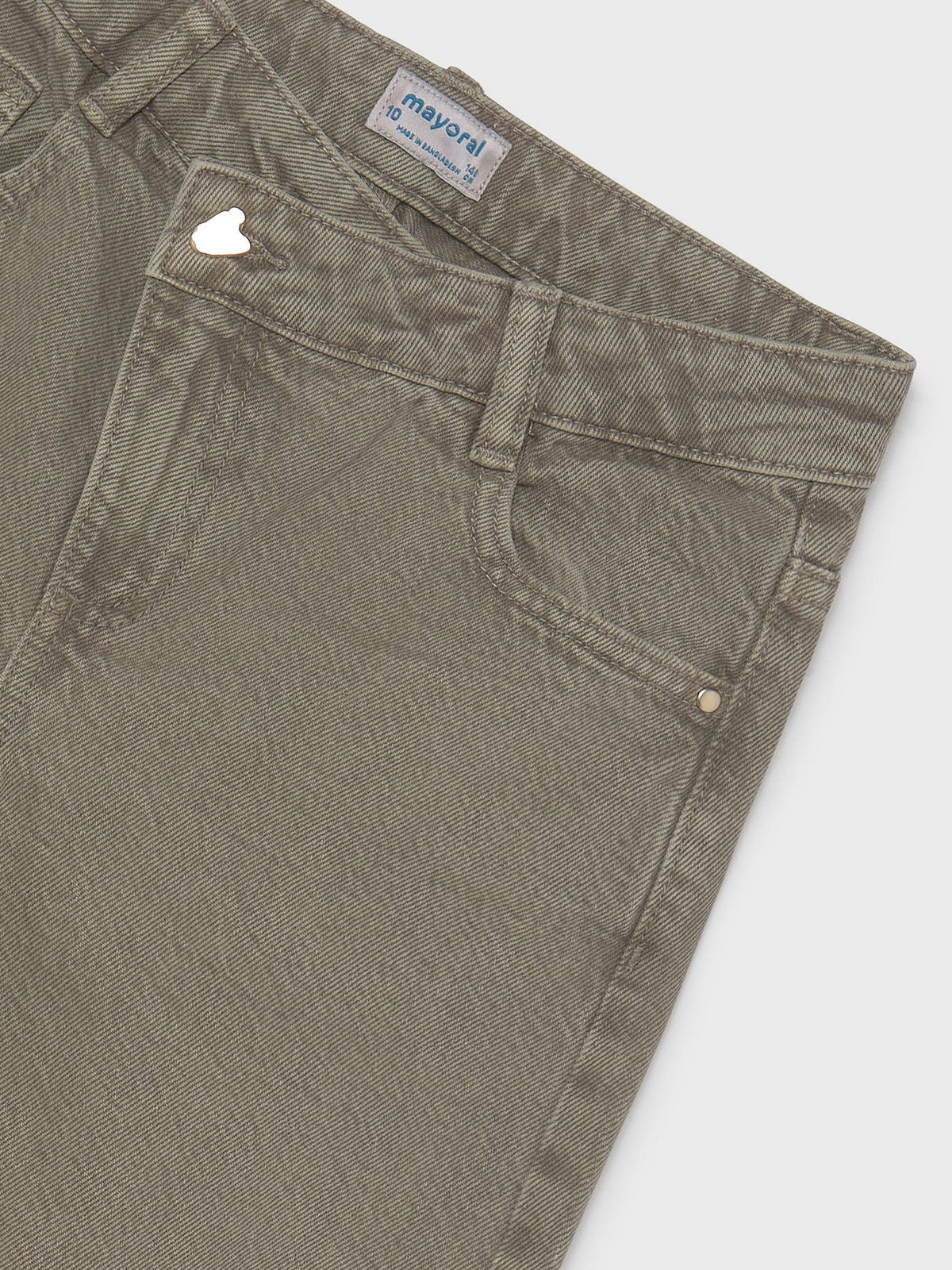 Calça sarja barrel Alga (Azeitona)  para Menina - Mayoral