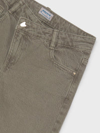 Calça sarja barrel Alga (Azeitona)  para Menina - Mayoral