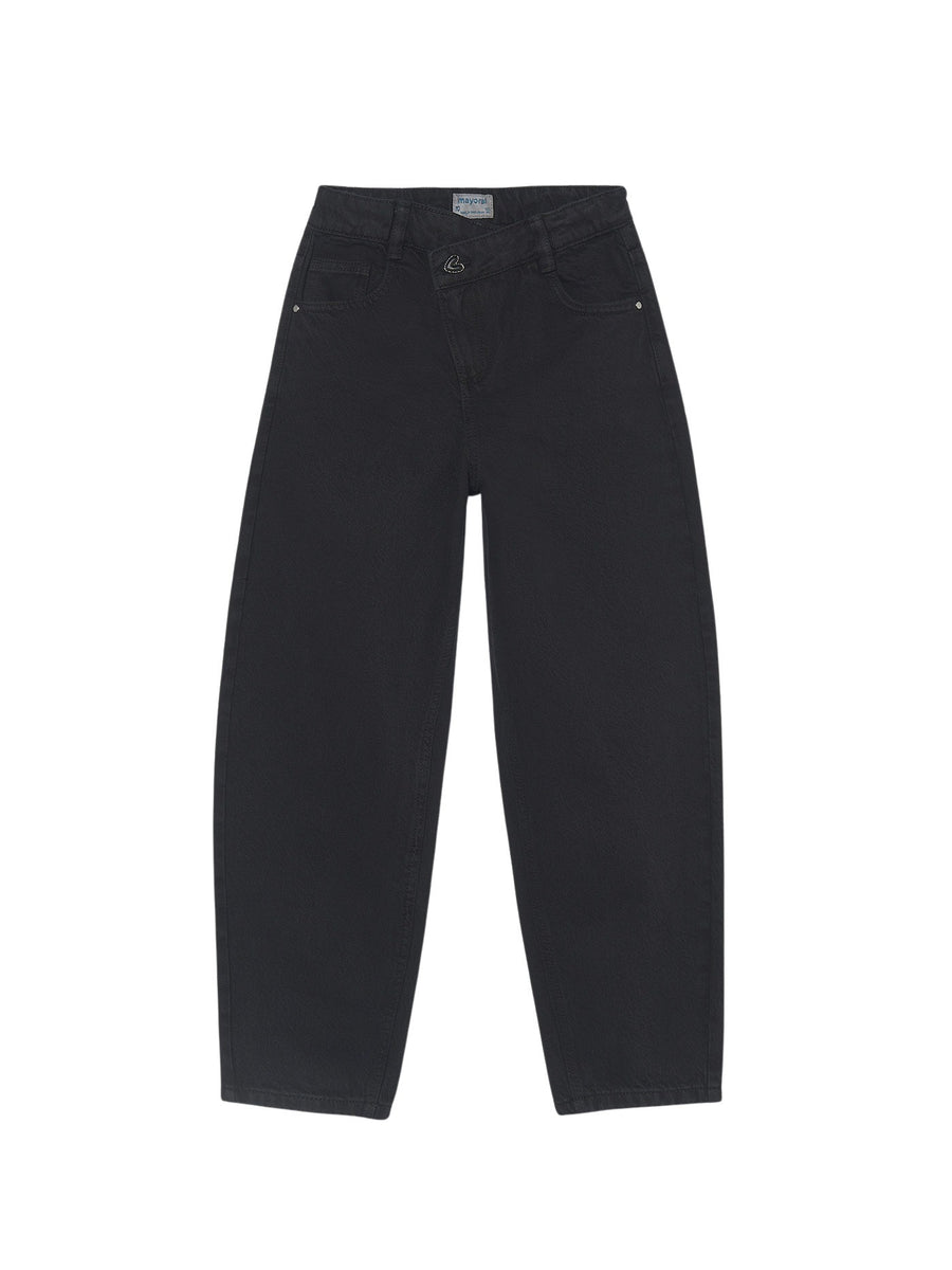 Calça sarja barrel Preto (Preto)  para Menina - Mayoral