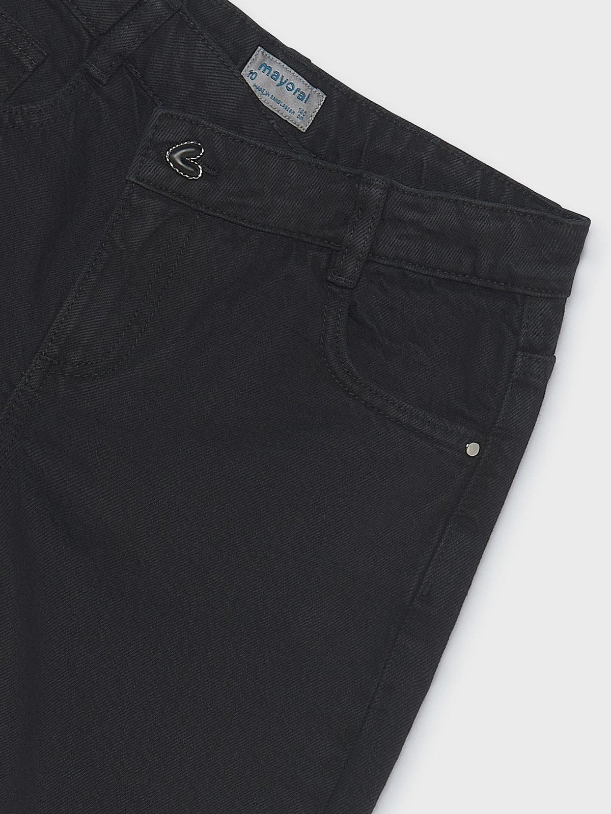 Calça sarja barrel Preto (Preto)  para Menina - Mayoral