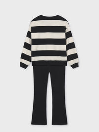 Conj. calça riscas Preto (Preto)  para Menina - Mayoral
