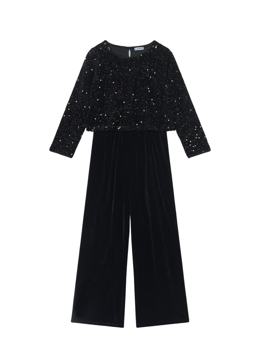 Macacão veludo lantejoulas Preto (Preto)  para Menina - Mayoral
