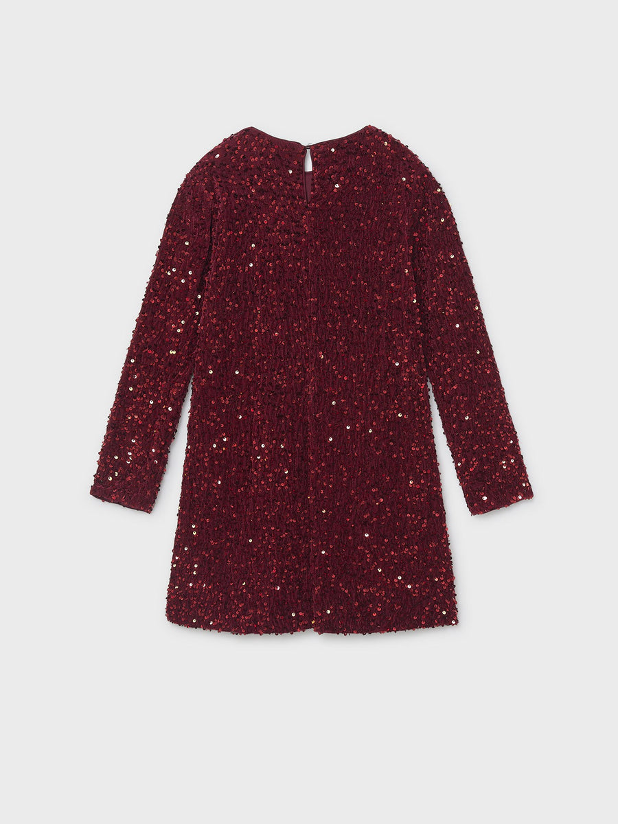 Vestido veludo lantejoulas Granate (Bordeaux)  para Menina - Mayoral