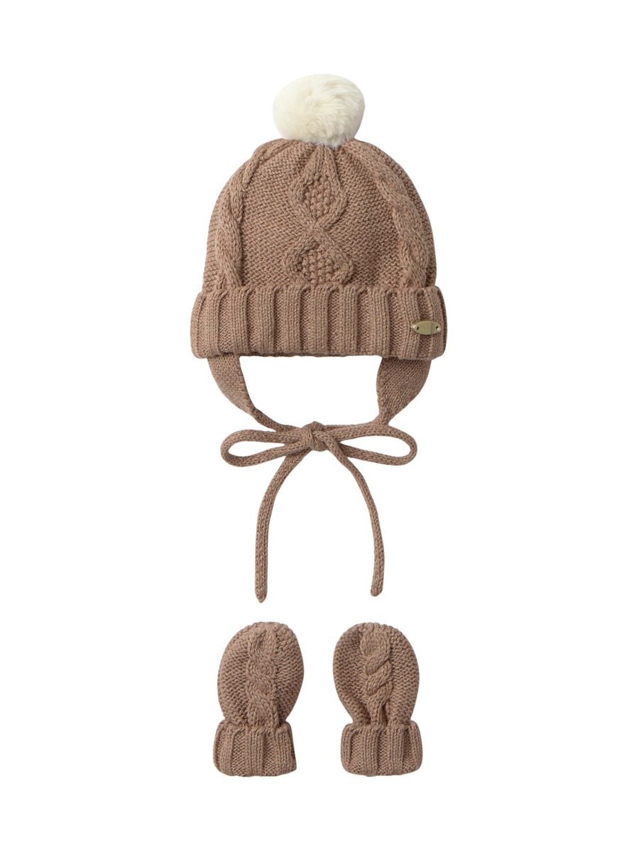 Conj. gorro/luvas tricot Brownie vi (Castanho)  para Bebé Menino - Mayoral