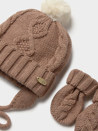 Conj. gorro/luvas tricot Brownie vi (Castanho)  para Bebé Menino - Mayoral