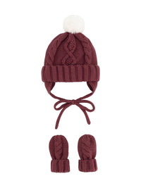 Conj. gorro/luvas tricot Ameixa (Vermelho Escuro)  para Bebé Menino - Mayoral
