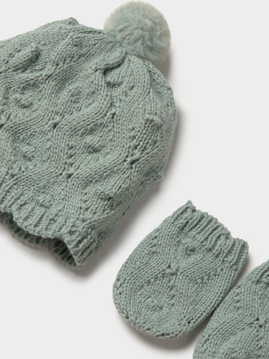 Conj.gorro e luvas Menta (Verde seco)  para Bebé Menina - Mayoral